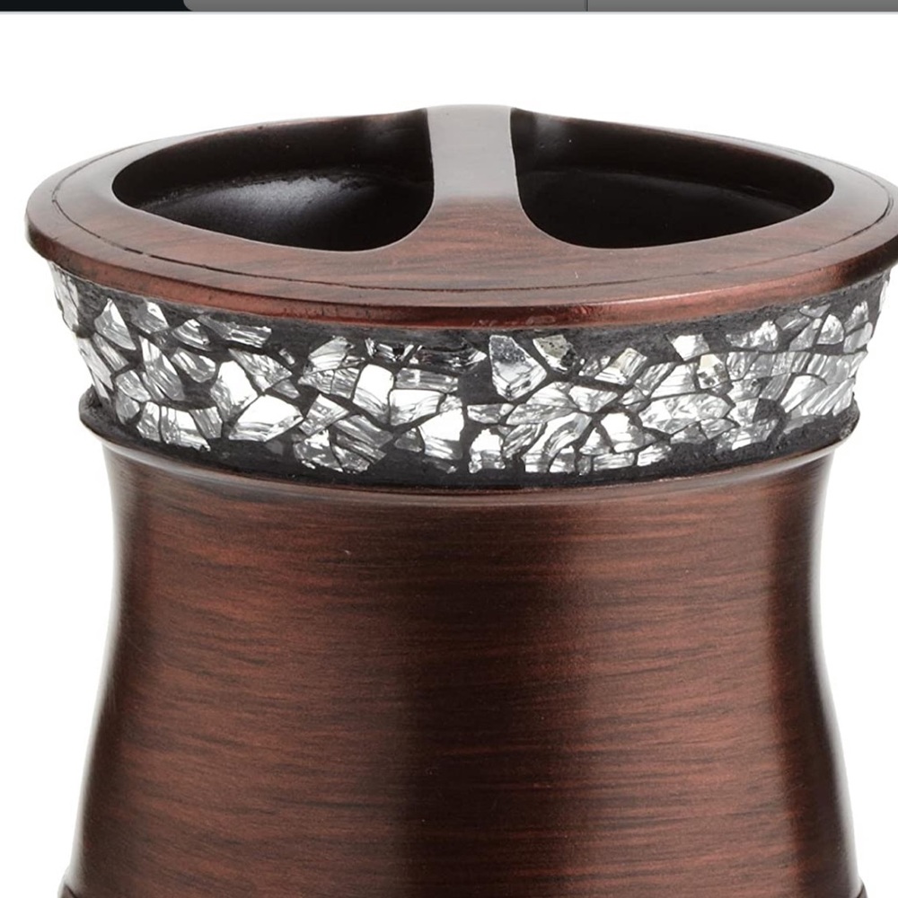Elite Toothbrush Holder Bronze Glass Crystal Trim - Picture 2 of 6